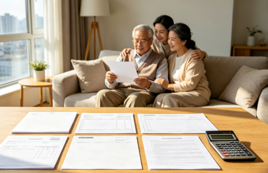 財務文件、計算器與筆記